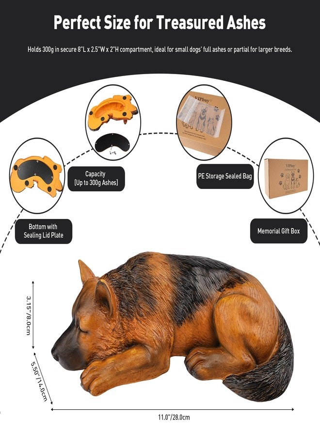 VIPbuy Dog Urn for Ashes - Pet Memorial Cremation Urn, Wooden Carving Style Resin Handcrafted German Shepherd Figurine, Pet Loss Sympathy Gift Home Decor - Image 2